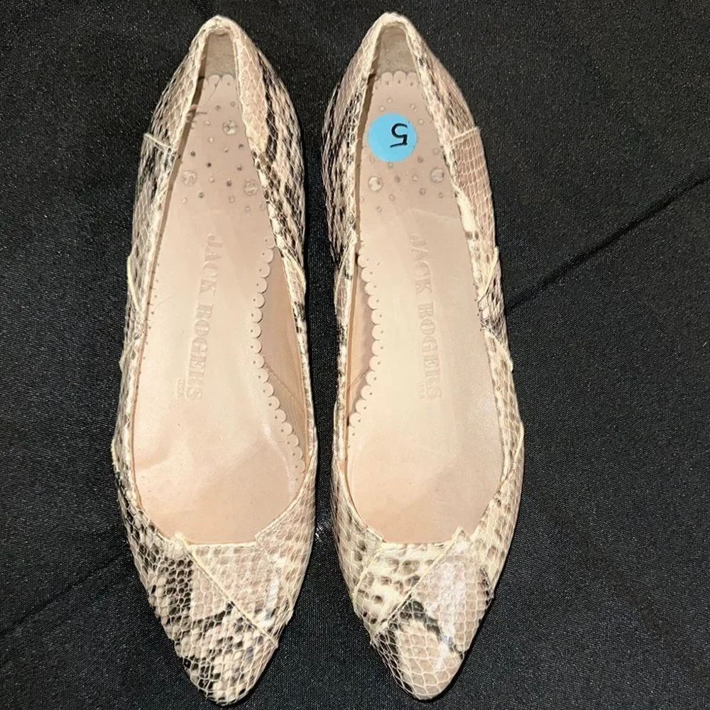 Jack Rogers Snakeskin Patterned Flats Size 5